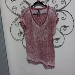 SEVEN7 embellished dusty purple burnout asymmetrical tunic, M